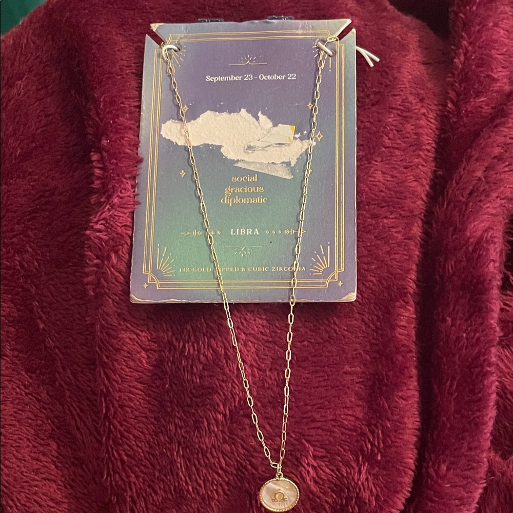 Elegant Gold Libra Zodiac Necklace